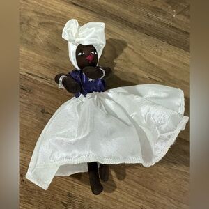 Topsy Turvy FOLK ART doll Caribbean African American white dress head wrap
